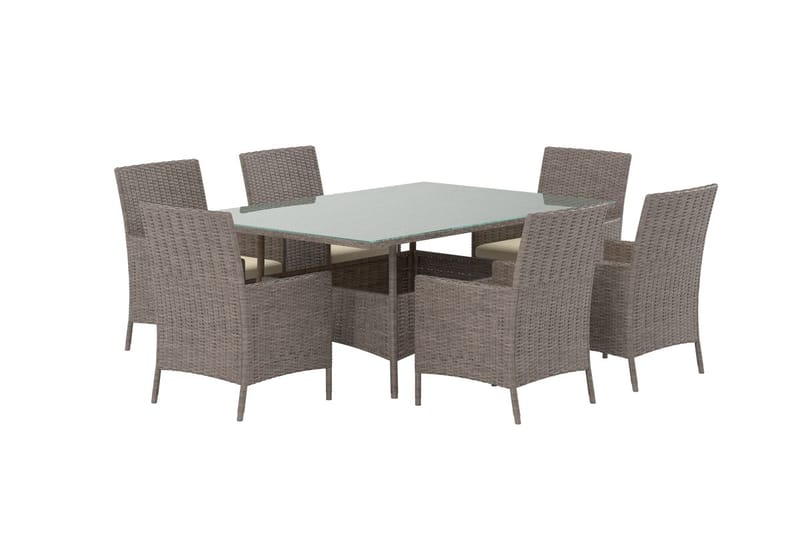 Lefkas spisegruppe 150 cm med 6 stole udendørs - Brun - Havemøbler - Udendørsgruppe - Havesæt