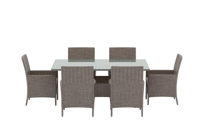 Lefkas spisegruppe 150 cm med 6 stole udendørs - Brun - Havemøbler - Udendørsgruppe - Havesæt