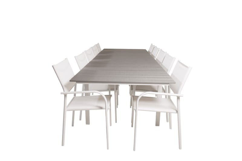 Levels Matgruppe 225-325 cm Rektangulær med 10 Santorini Stole - Grå - Havemøbler - Udendørsgruppe - Havesæt