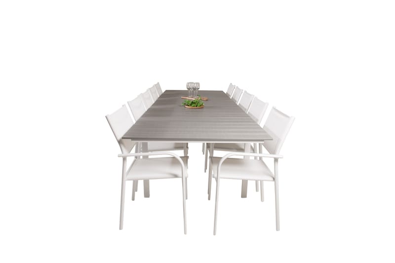 Levels Matgruppe 225-325 cm Rektangulær med 10 Santorini Stole - Grå - Havemøbler - Udendørsgruppe - Havesæt