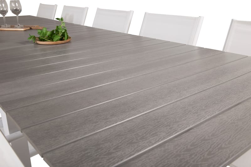 Levels Matgruppe 225-325 cm Rektangulær med 10 Santorini Stole - Grå - Havemøbler - Udendørsgruppe - Havesæt