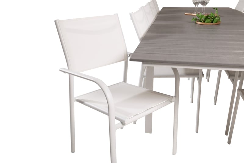 Levels Matgruppe 225-325 cm Rektangulær med 10 Santorini Stole - Grå - Havemøbler - Udendørsgruppe - Havesæt