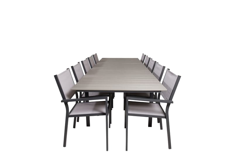 Levels Spisegruppe 225-325 cm Rektangulær med 10 Copacabana Stole, Grå