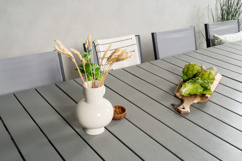 Levels Spisegruppe 225-325 cm Rektangulær med 10 Copacabana Stole - Grå - Havemøbler - Udendørsgruppe - Havesæt