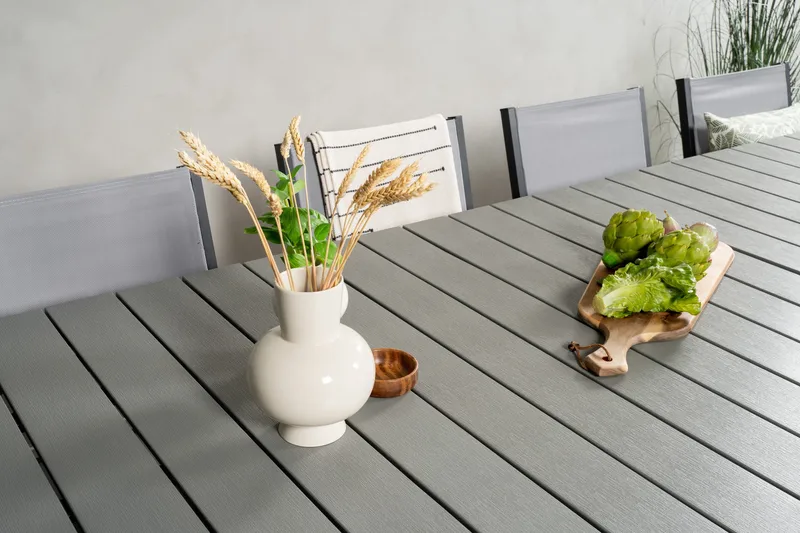 Levels Spisegruppe 225-325 cm Rektangulær med 10 Copacabana Stole - Grå - Havemøbler - Udendørsgruppe - Havesæt