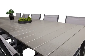 Levels Spisegruppe 225-325 cm Rektangulær med 10 Copacabana Stole - Grå - Havemøbler - Udendørsgruppe - Havesæt