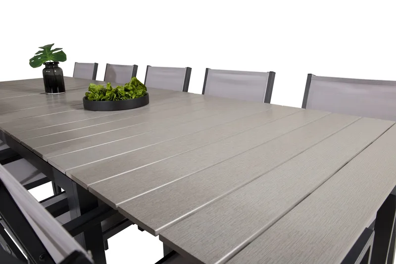Levels Spisegruppe 225-325 cm Rektangulær med 10 Copacabana Stole - Grå - Havemøbler - Udendørsgruppe - Havesæt