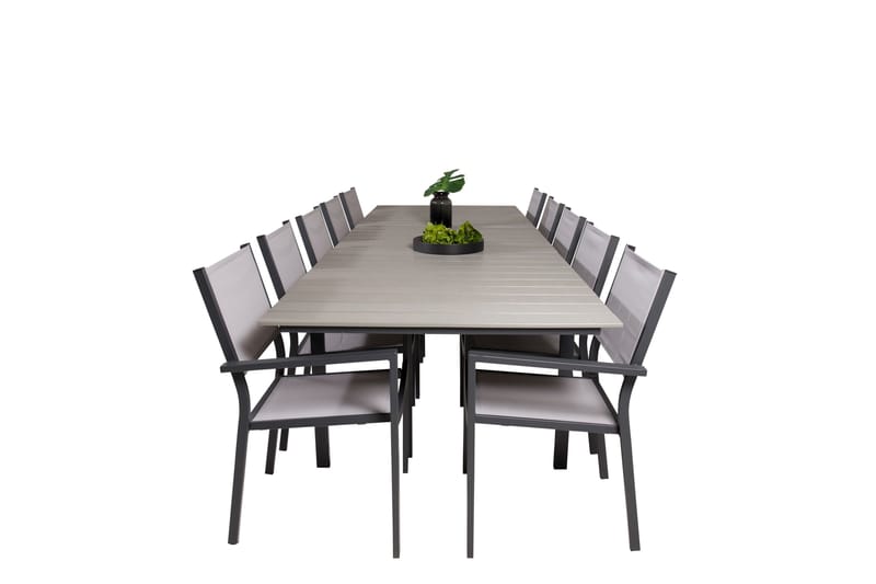 Levels Spisegruppe 225-325 cm Rektangulær med 10 Copacabana Stole - Grå - Havemøbler - Udendørsgruppe - Havesæt