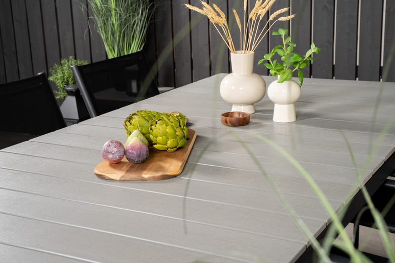 Levels Spisegruppe 225-325 cm Rektangulær med 6 Santorini Stole - Sort - Havemøbler - Udendørsgruppe - Havesæt