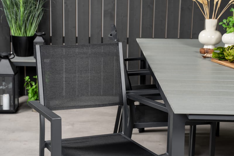 Levels Spisegruppe 230-310 cm Rektangulær med 6 Copacabana Stole - Sort - Havemøbler - Udendørsgruppe - Havesæt