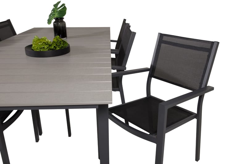 Levels Spisegruppe 230-310 cm Rektangulær med 6 Copacabana Stole - Sort - Havemøbler - Udendørsgruppe - Havesæt