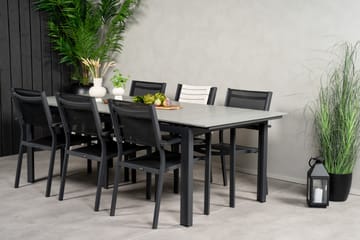 Levels Spisegruppe 230-310 cm Rektangulær med 6 Copacabana Stole - Sort - Havemøbler - Udendørsgruppe - Havesæt