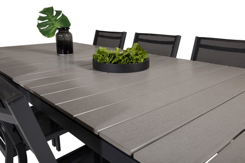 Levels Spisegruppe 230-310 cm Rektangulær med 6 Copacabana Stole - Sort - Havemøbler - Udendørsgruppe - Havesæt
