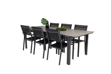 Levels Spisegruppe 230-310 cm Rektangulær med 6 Copacabana Stole - Sort - Havemøbler - Udendørsgruppe - Havesæt