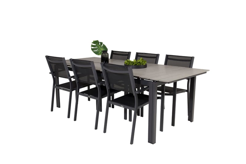 Levels Spisegruppe 230-310 cm Rektangulær med 6 Copacabana Stole - Sort - Havemøbler - Udendørsgruppe - Havesæt