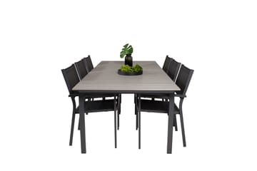 Levels Spisegruppe 230-310 cm Rektangulær med 6 Copacabana Stole - Sort - Havemøbler - Udendørsgruppe - Havesæt