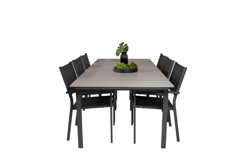 Levels Spisegruppe 230-310 cm Rektangulær med 6 Copacabana Stole - Sort - Havemøbler - Udendørsgruppe - Havesæt