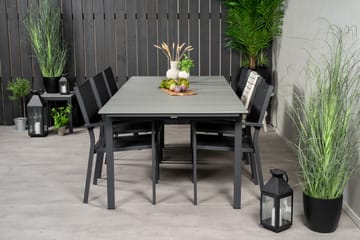 Levels Spisegruppe 230-310 cm Rektangulær med 6 Copacabana Stole - Sort - Havemøbler - Udendørsgruppe - Havesæt