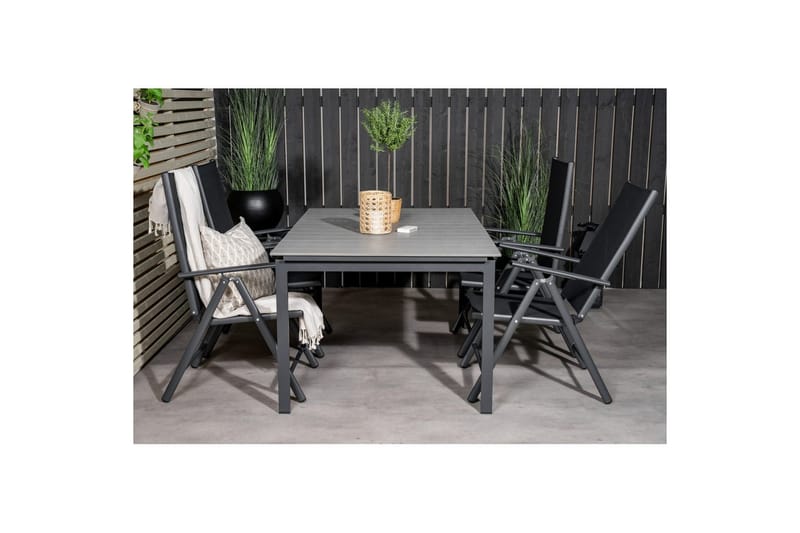 Levels Udvideligt Spisebordssæt 160cm + 4 Break Stole Sort/G - Venture Home - Havemøbler - Udendørsgruppe - Havesæt