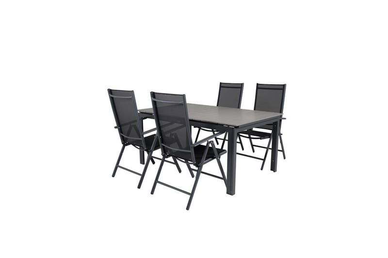 Levels Udvideligt Spisebordssæt 160cm + 4 Break Stole Sort/G - Venture Home - Havemøbler - Udendørsgruppe - Havesæt