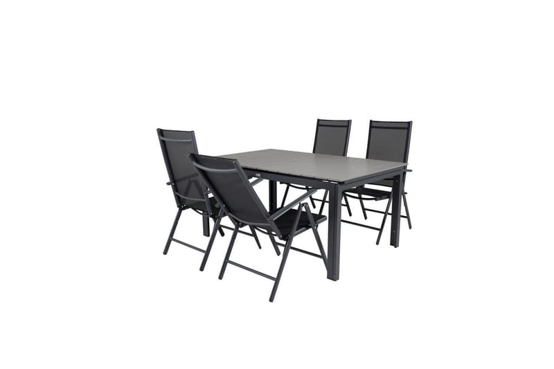 Levels Udvideligt Spisebordssæt 160cm + 4 Break Stole Sort/G - Venture Home - Havemøbler - Udendørsgruppe - Havesæt
