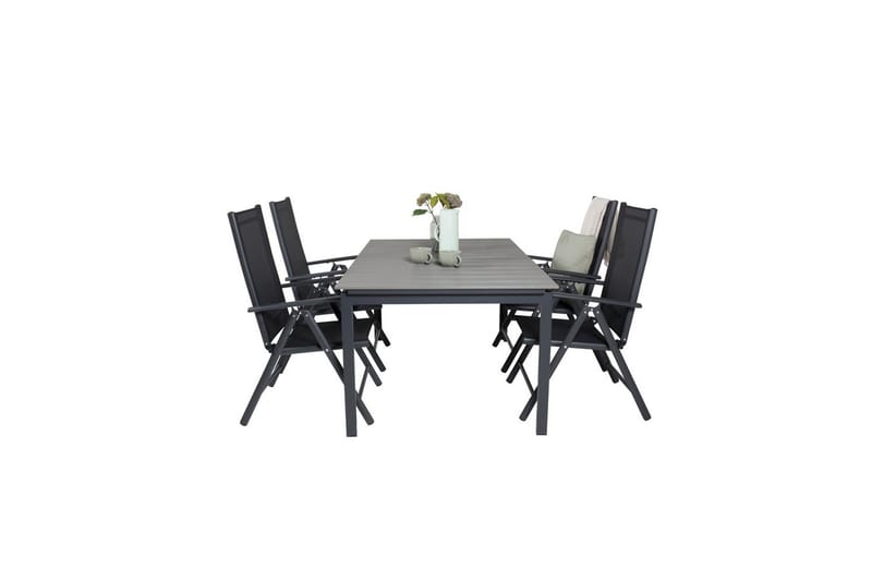 Levels Udvideligt Spisebordssæt 160cm + 4 Break Stole Sort/G - Venture Home - Havemøbler - Udendørsgruppe - Havesæt