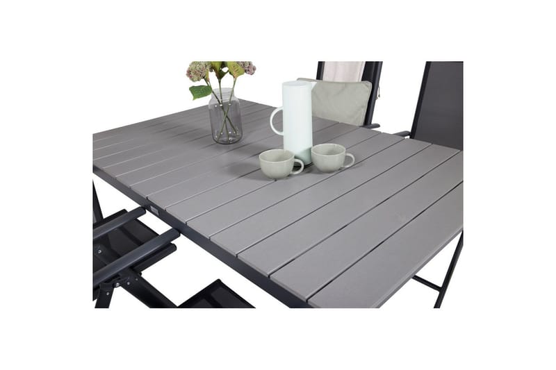 Levels Udvideligt Spisebordssæt 160cm + 4 Break Stole Sort/G - Venture Home - Havemøbler - Udendørsgruppe - Havesæt