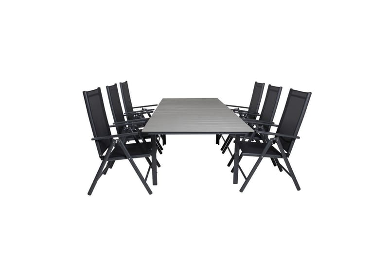 Levels Udvideligt Spisebordssæt 160cm + 6 Break Stole Sort/G - Venture Home - Havemøbler - Udendørsgruppe - Havesæt