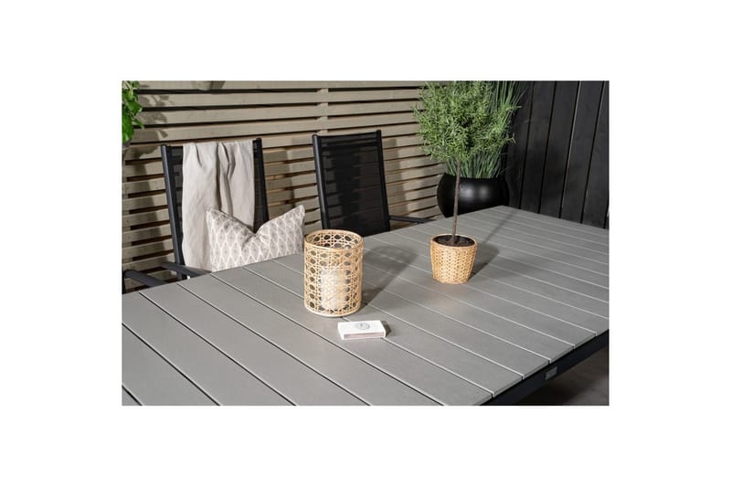 Levels Udvideligt Spisebordssæt 160cm + 6 Break Stole Sort/G - Venture Home - Havemøbler - Udendørsgruppe - Havesæt