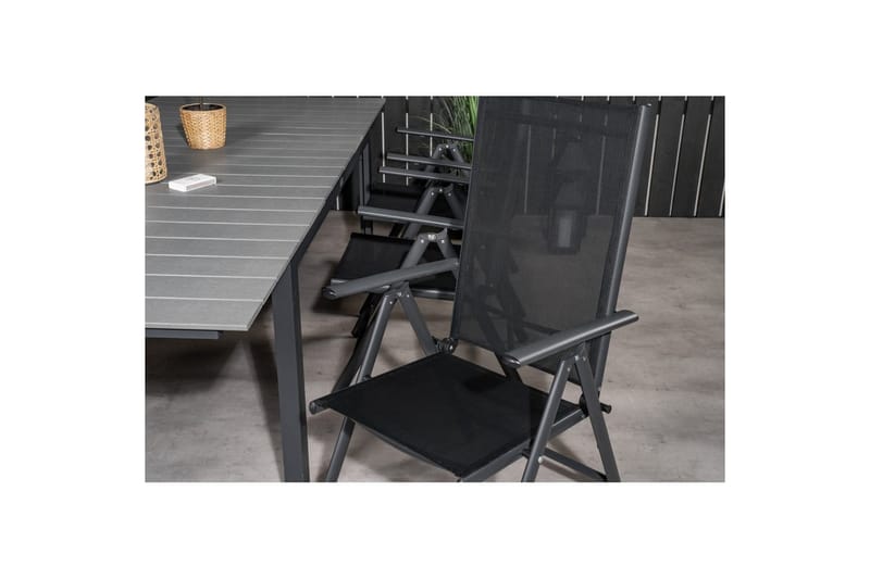 Levels Udvideligt Spisebordssæt 160cm + 6 Break Stole Sort/G - Venture Home - Havemøbler - Udendørsgruppe - Havesæt