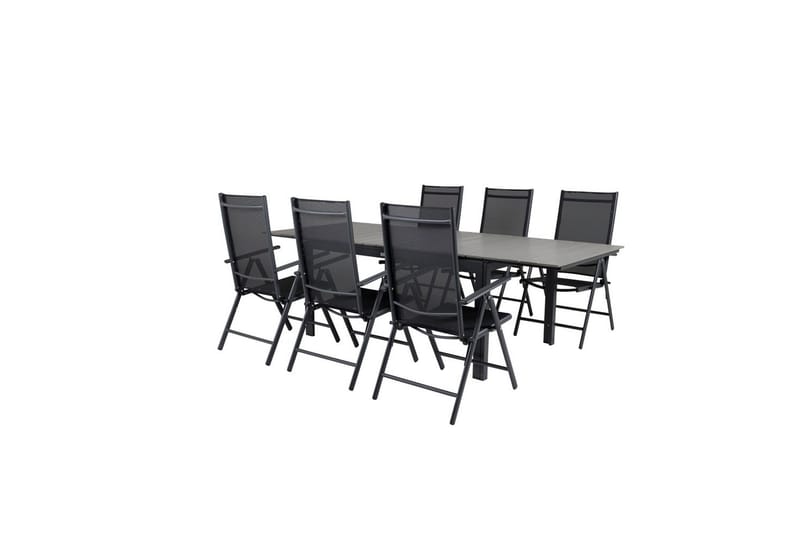 Levels Udvideligt Spisebordssæt 160cm + 6 Break Stole Sort/G - Venture Home - Havemøbler - Udendørsgruppe - Havesæt