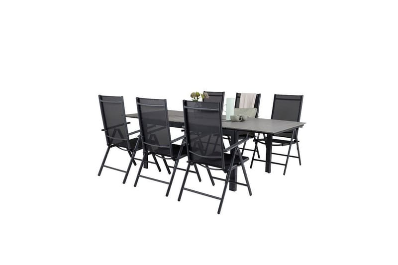 Levels Udvideligt Spisebordssæt 160cm + 6 Break Stole Sort/G - Venture Home - Havemøbler - Udendørsgruppe - Havesæt