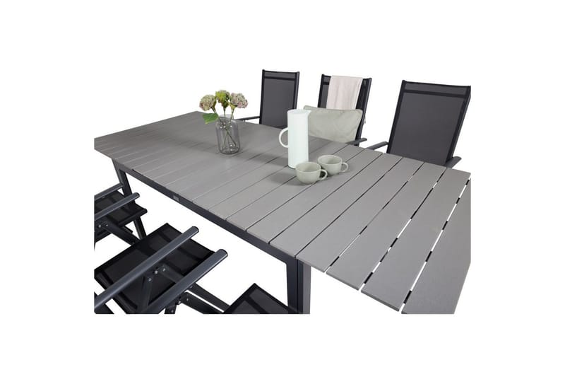 Levels Udvideligt Spisebordssæt 160cm + 6 Break Stole Sort/G - Venture Home - Havemøbler - Udendørsgruppe - Havesæt