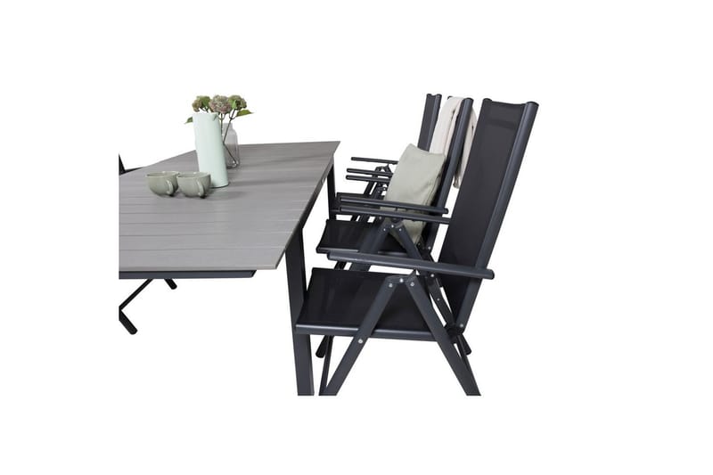 Levels Udvideligt Spisebordssæt 160cm + 6 Break Stole Sort/G - Venture Home - Havemøbler - Udendørsgruppe - Havesæt