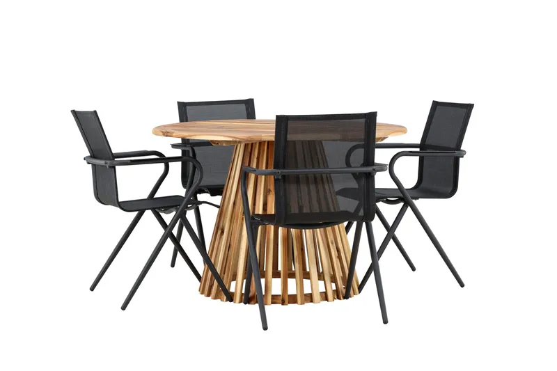 Lumpur Matgruppe 110 cm Rund med 4 Alina Stole - Natur - Havemøbler - Udendørsgruppe - Havesæt
