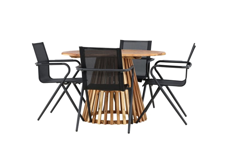 Lumpur Matgruppe 110 cm Rund med 4 Alina Stole - Natur - Havemøbler - Udendørsgruppe - Havesæt