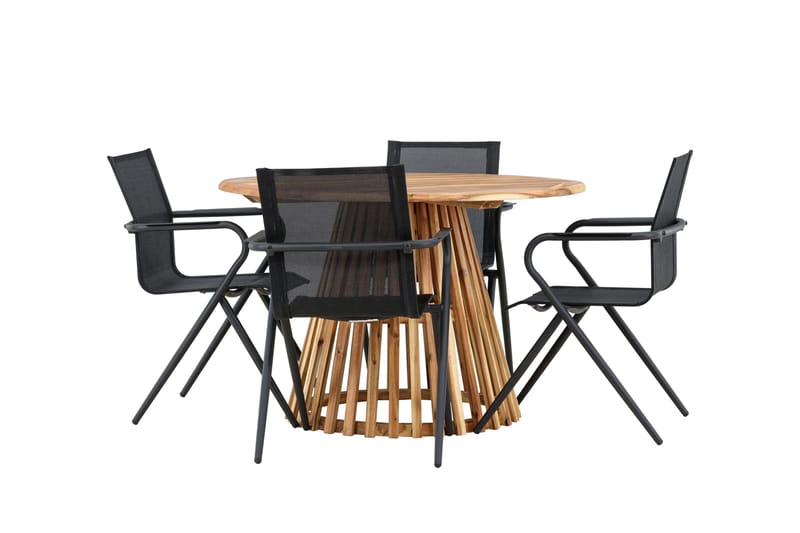 Lumpur Matgruppe 110 cm Rund med 4 Alina Stole - Natur - Havemøbler - Udendørsgruppe - Havesæt