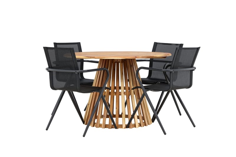 Lumpur Matgruppe 110 cm Rund med 4 Alina Stole - Natur - Havemøbler - Udendørsgruppe - Havesæt