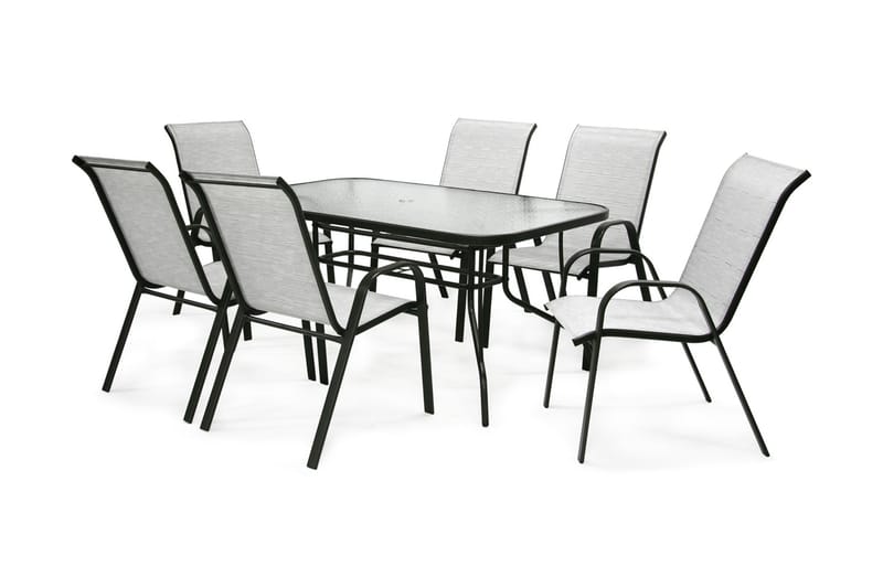 Møbelsæt DUBLIN bord og 6 stole farve: sølvgrå - Havesæt