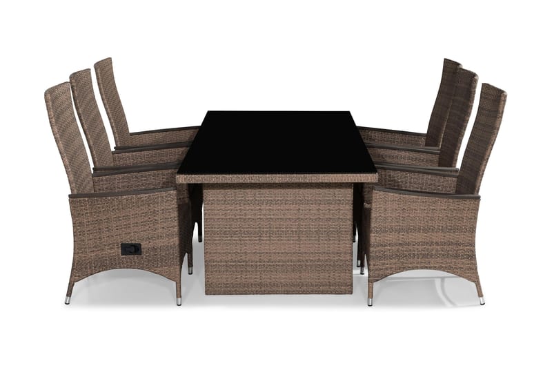 Majestic Spisebordssæt 210x100+6 Jenny Lyx Justerbar Lænesto - Sand/Brun - Havesæt