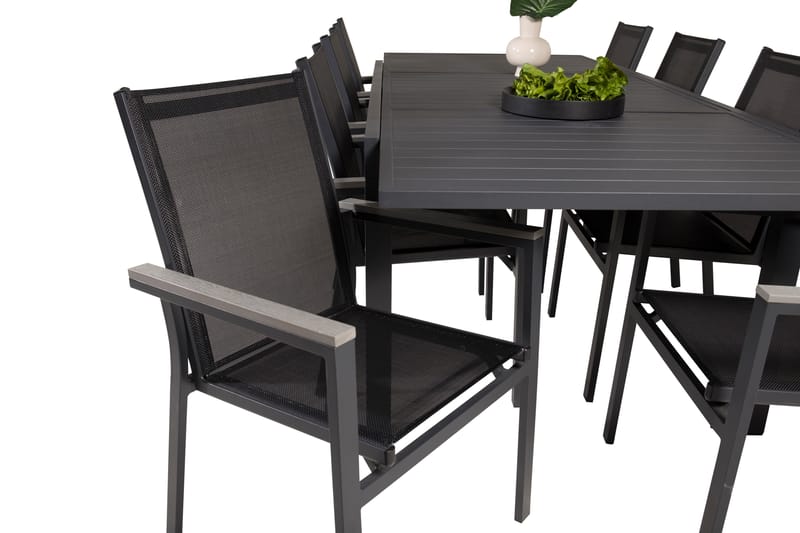 Marbella Matgruppe 160-240 cm Rektangulær med 8 Parma Stole - Sort - Havemøbler - Udendørsgruppe - Havesæt