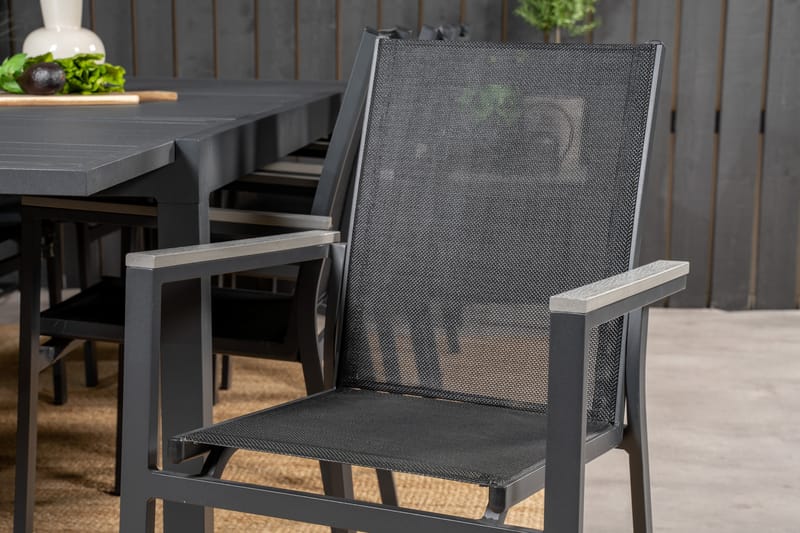 Marbella Matgruppe 160-240 cm Rektangulær med 8 Parma Stole - Sort - Havemøbler - Udendørsgruppe - Havesæt
