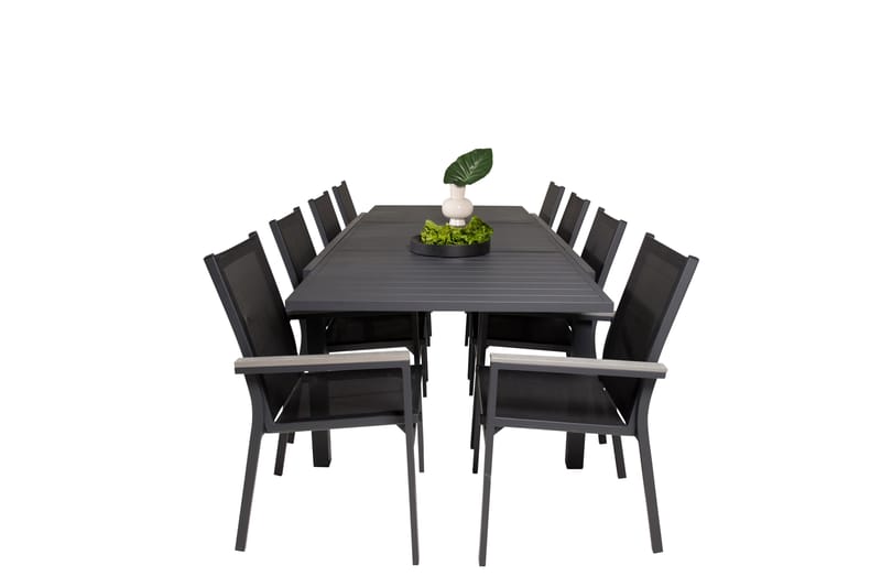 Marbella Matgruppe 160-240 cm Rektangulær med 8 Parma Stole - Sort - Havemøbler - Udendørsgruppe - Havesæt