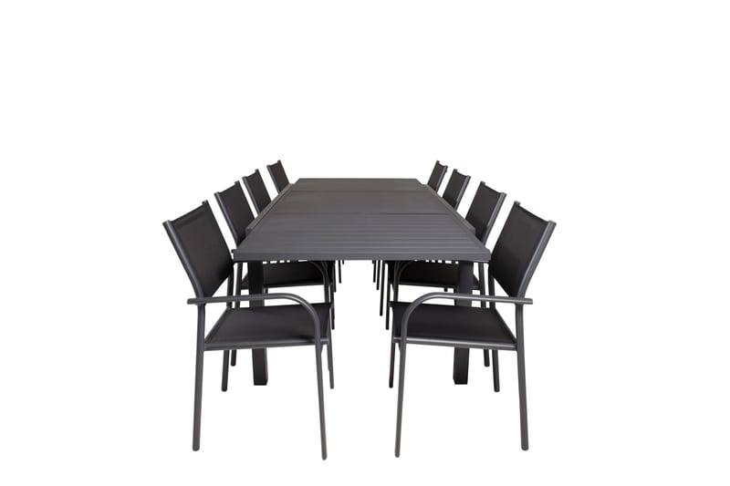Marbella Spisegruppe 160-240 cm Rektangulær med 8 Santorini Stole, Sort