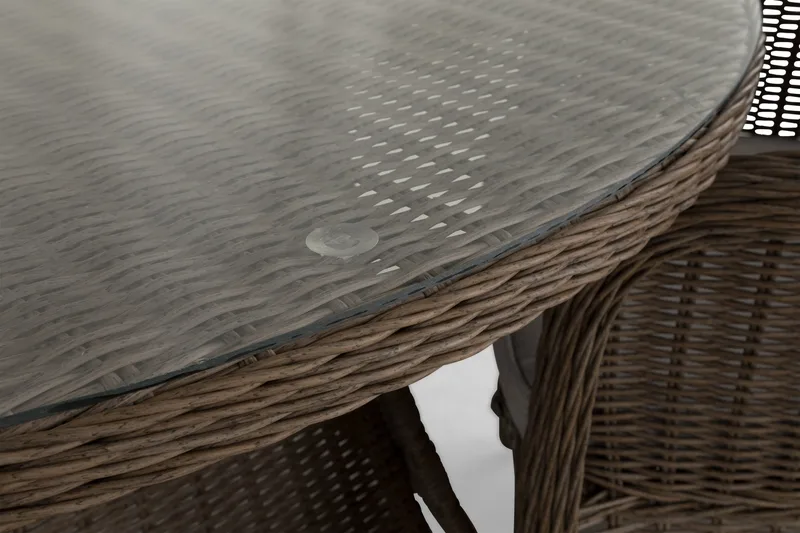 Marcus Spisebordssæt 140 Rund + 4 Lænestole m Hynde - Natur - Havemøbler - Udendørsgruppe - Havesæt