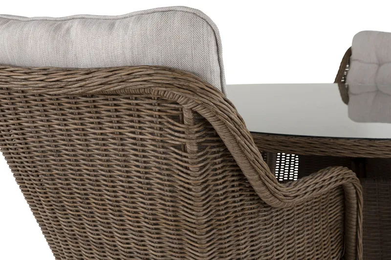 Marcus Spisebordssæt 140 Rund + 4 Lænestole m Hynde - Natur - Havemøbler - Udendørsgruppe - Havesæt