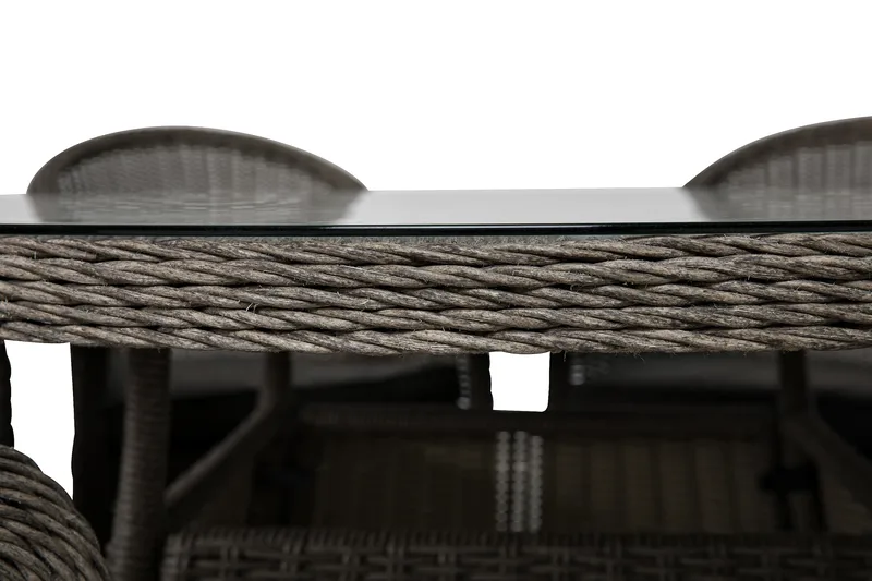 Marcus Spisebordssæt 140 Rund + 4 Light Lænestole m Hynde - Grå - Havemøbler - Udendørsgruppe - Havesæt