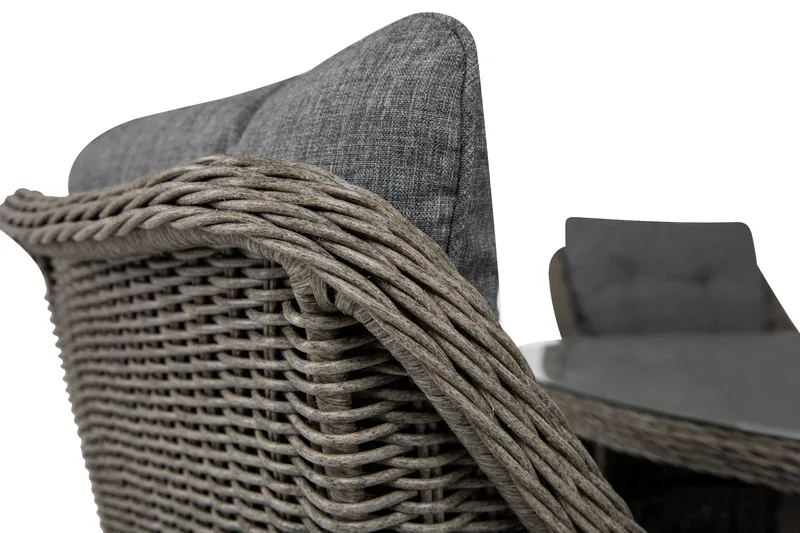 Marcus Spisebordssæt 140 Rund + 6 Lænestole m Hynde - Grå - Havemøbler - Udendørsgruppe - Havesæt