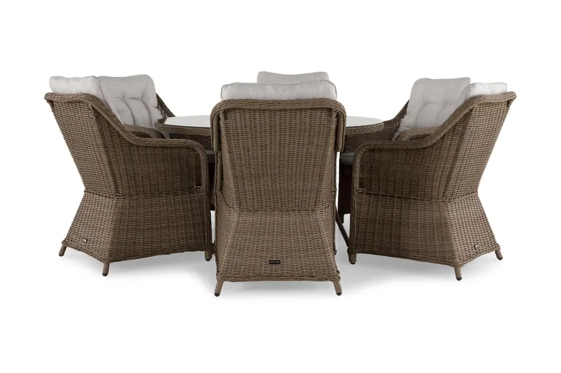 Marcus Spisebordssæt 140 Rund + 6 Lænestole m Hynde - Natur - Havemøbler - Udendørsgruppe - Havesæt