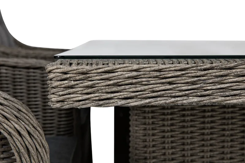 Marcus Spisebordssæt 200 + 4 Lænestole m Hynde - Grå - Havemøbler - Udendørsgruppe - Havesæt